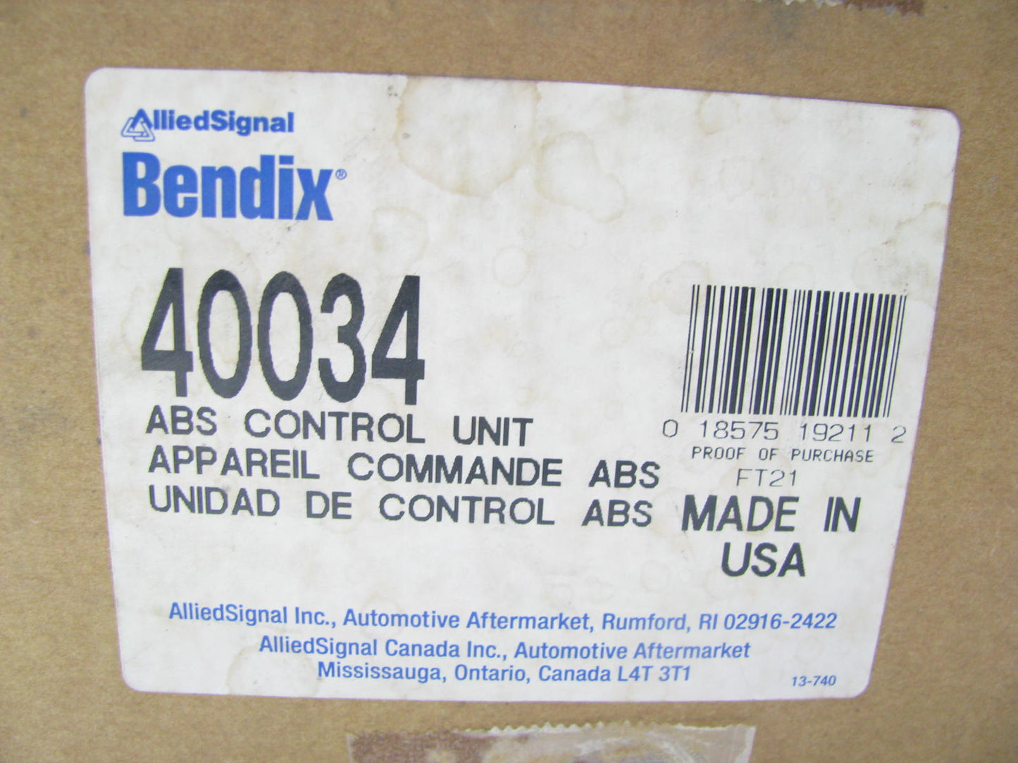 Bendix 40034 Anti-lock Brake ABS System Brake Control Module ECU W/ 2 Relays