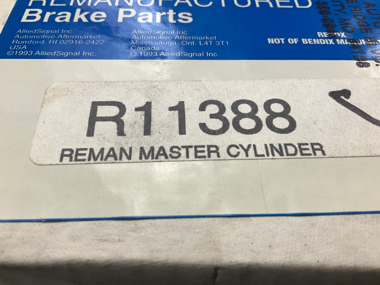REMAN. Bendix R11388 Brake Master Cylinder