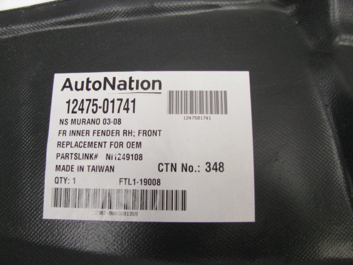 Front Right Front Fender Liner Splash Shield For 2003-2007 Nissan Murano