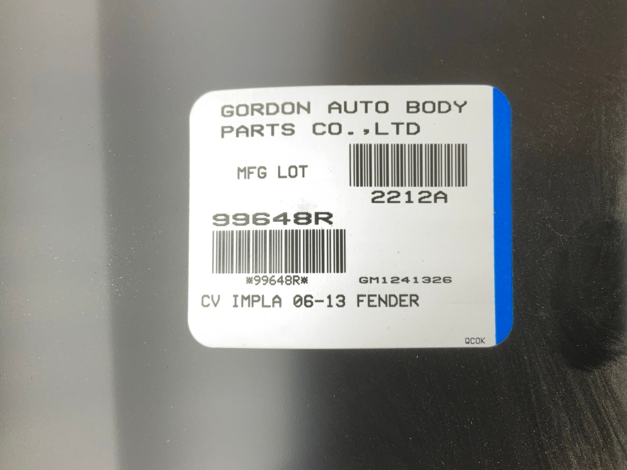 NEW AFTERMARKET CV11001HR Right Passengers Side Fender - 2006-2013 Chevy Impala