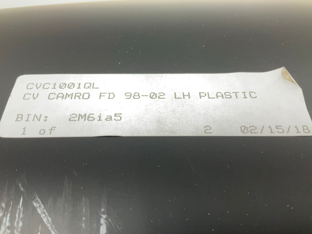 CVC1001QL Left Plastic Fender 1998-2002 Chevy Camaro Base / Z28 / Z28 SS