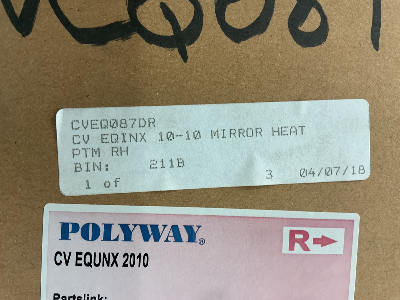 AFTERMARKET - Right Passenger Side Heated Door Mirror CVEQ087DR