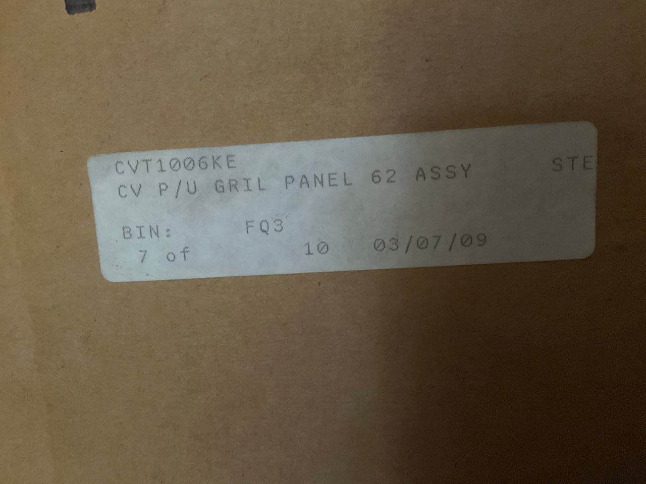 CVT1006KE 1962 Chevy C10 Pickup Truck Front Steel Grille Support Panel