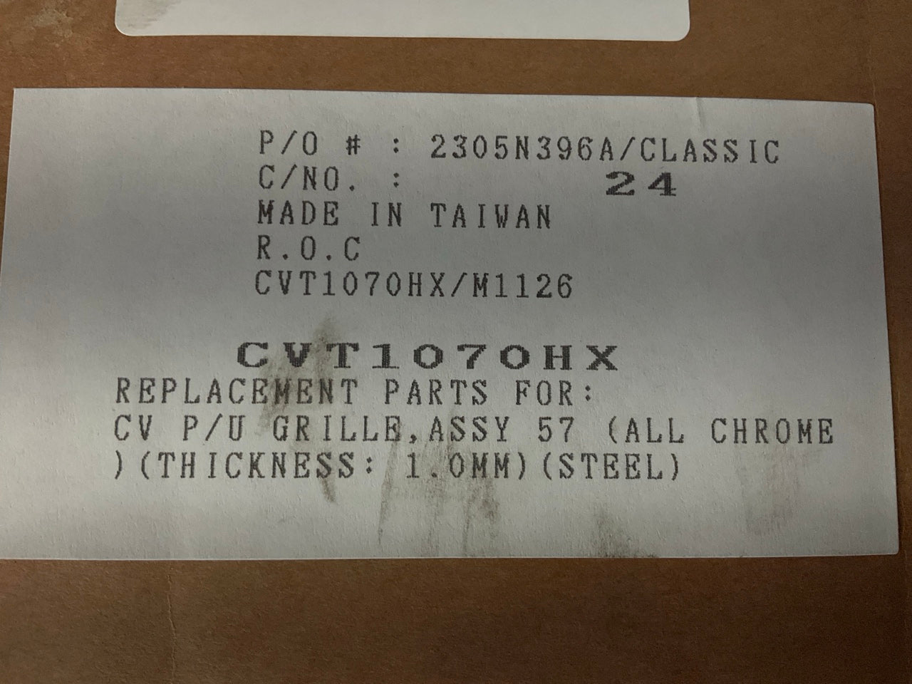 AFTERMARKET - Chrome Steel Front Grille 1957 Chevy Pick Up