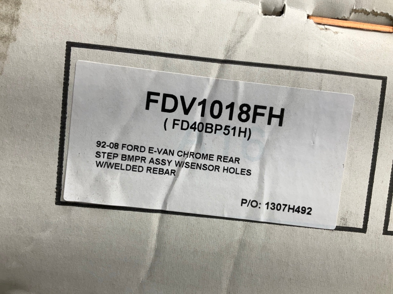 1992-2014 Ford Econoline Van E150 E250 E350 Rear Chrome Bumper W/ Sensor Holes