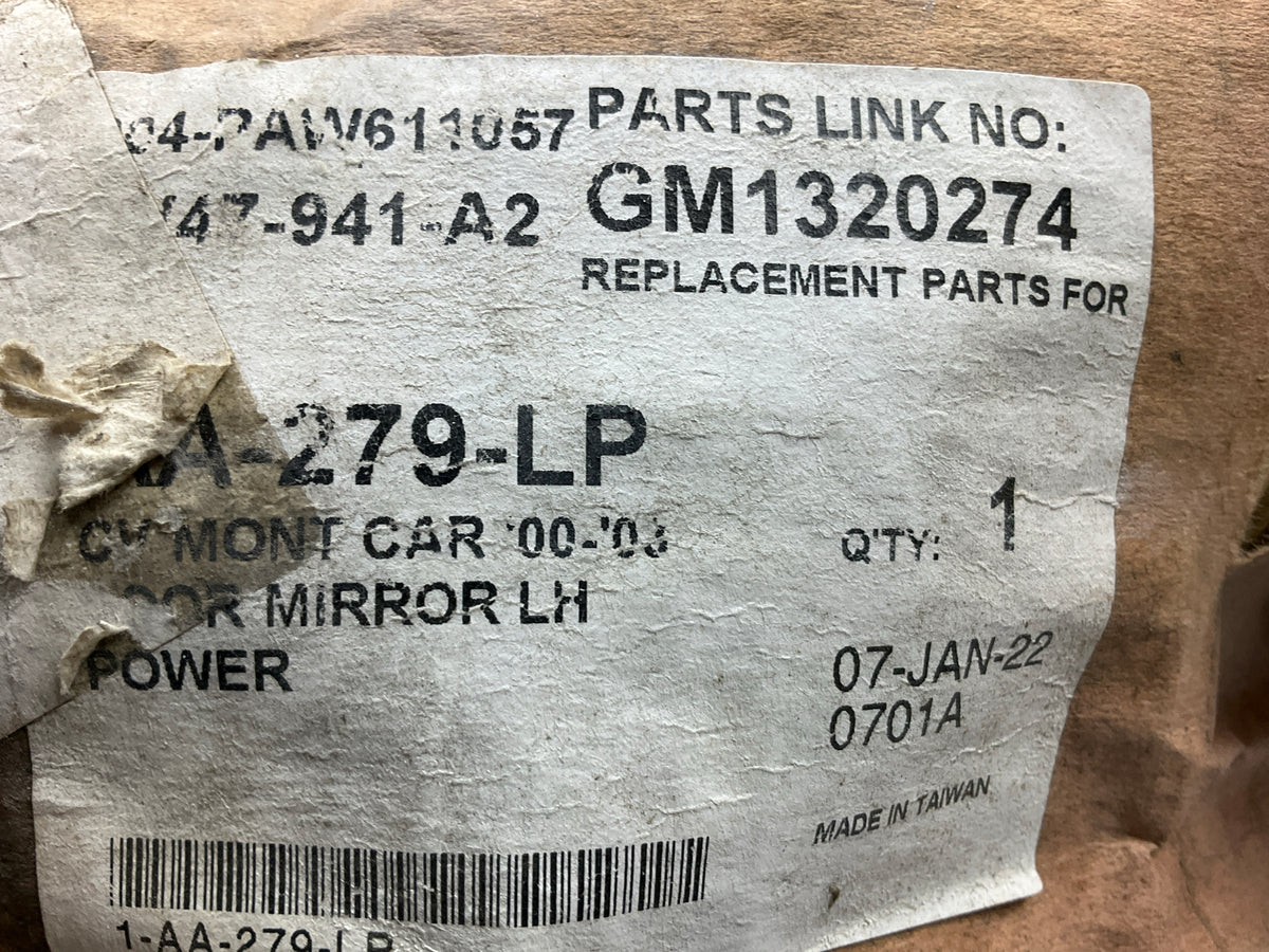 NEW AFTERMARKET Left Non-Heated Door Mirror For 2000-2005 Chevy Monte Carlo