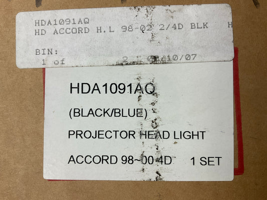 HDA1091AQ 1998-2002 Honda Accord LED Halo Projector Headlights Lamp PAIR, BLACK