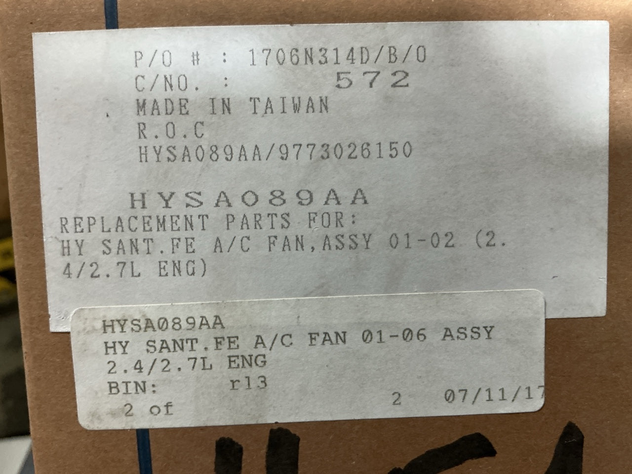 NEW - AFTERMARKET HYSA089AA A/C Condenser Cooling Fan Assembly
