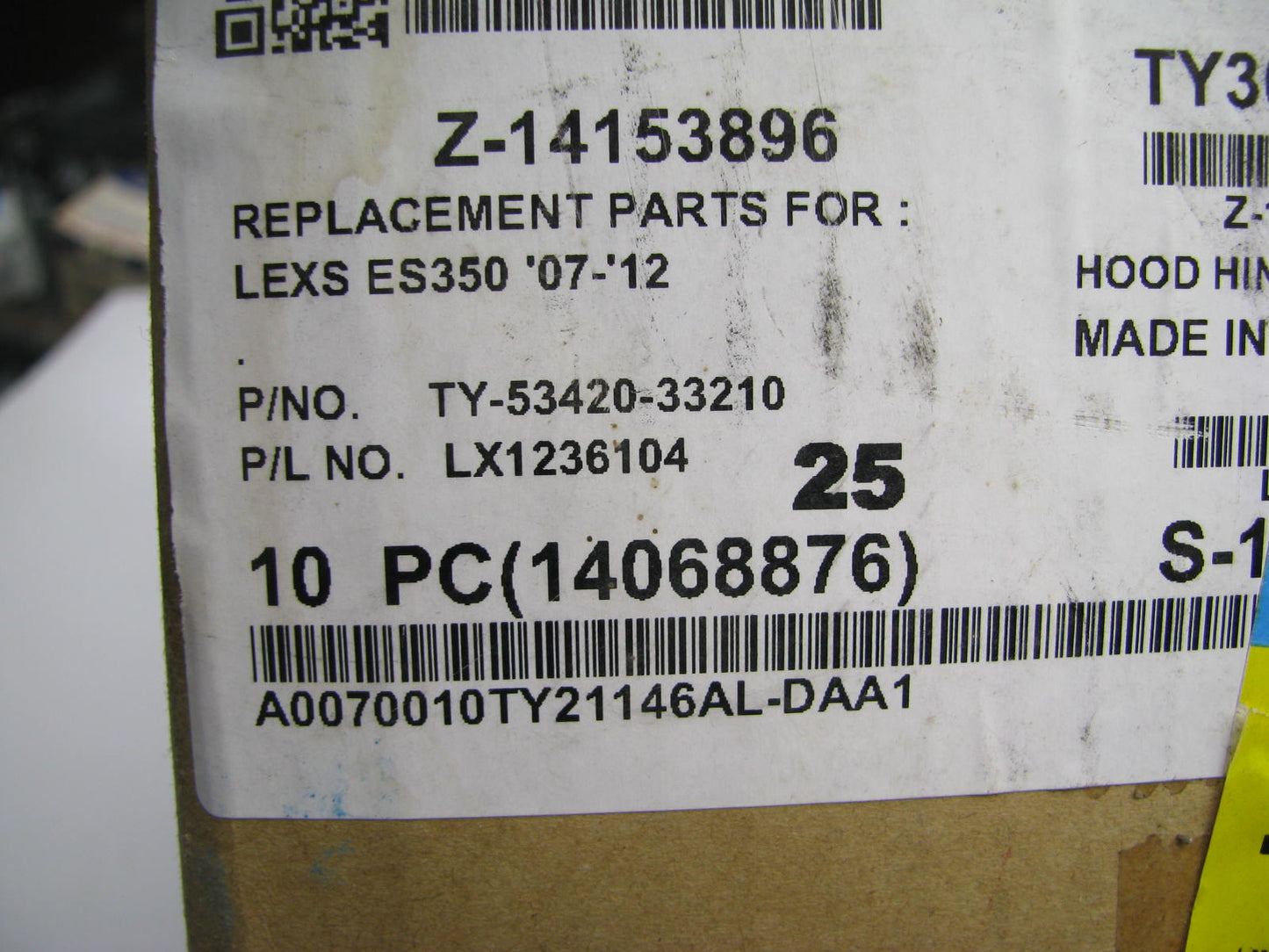 Left Driver Side Hood Hinge LX1236104 For 2007-2012 Lexus ES350