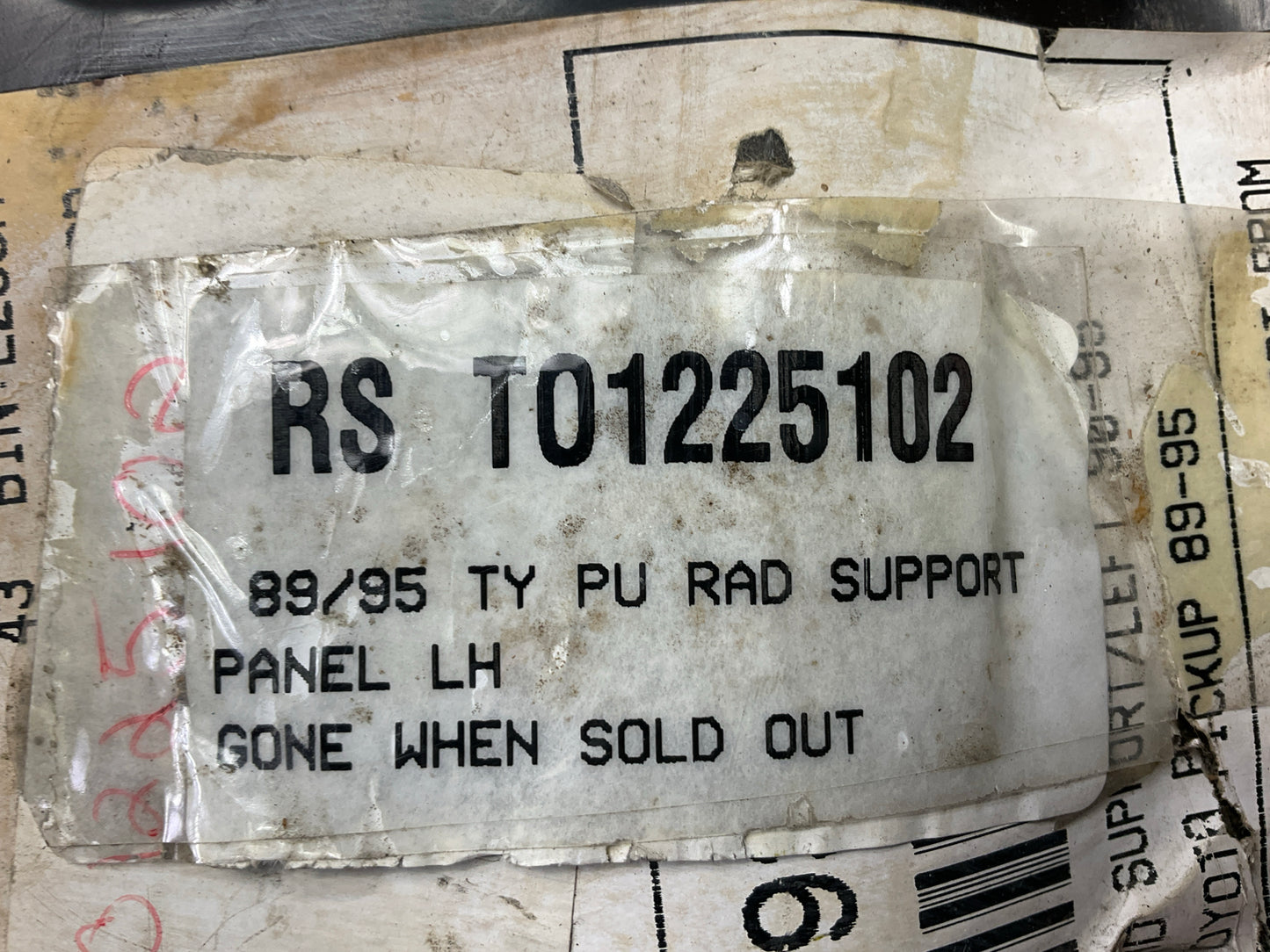 TO1225102 Left Radiator Core Support Metal Panel - 1989-1995 Toyota Pickup Truck