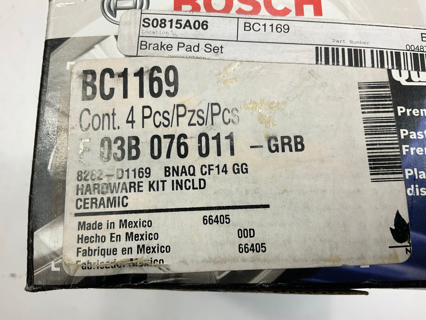 Bosch BC1169 Front Ceramic Disc Brake Pads