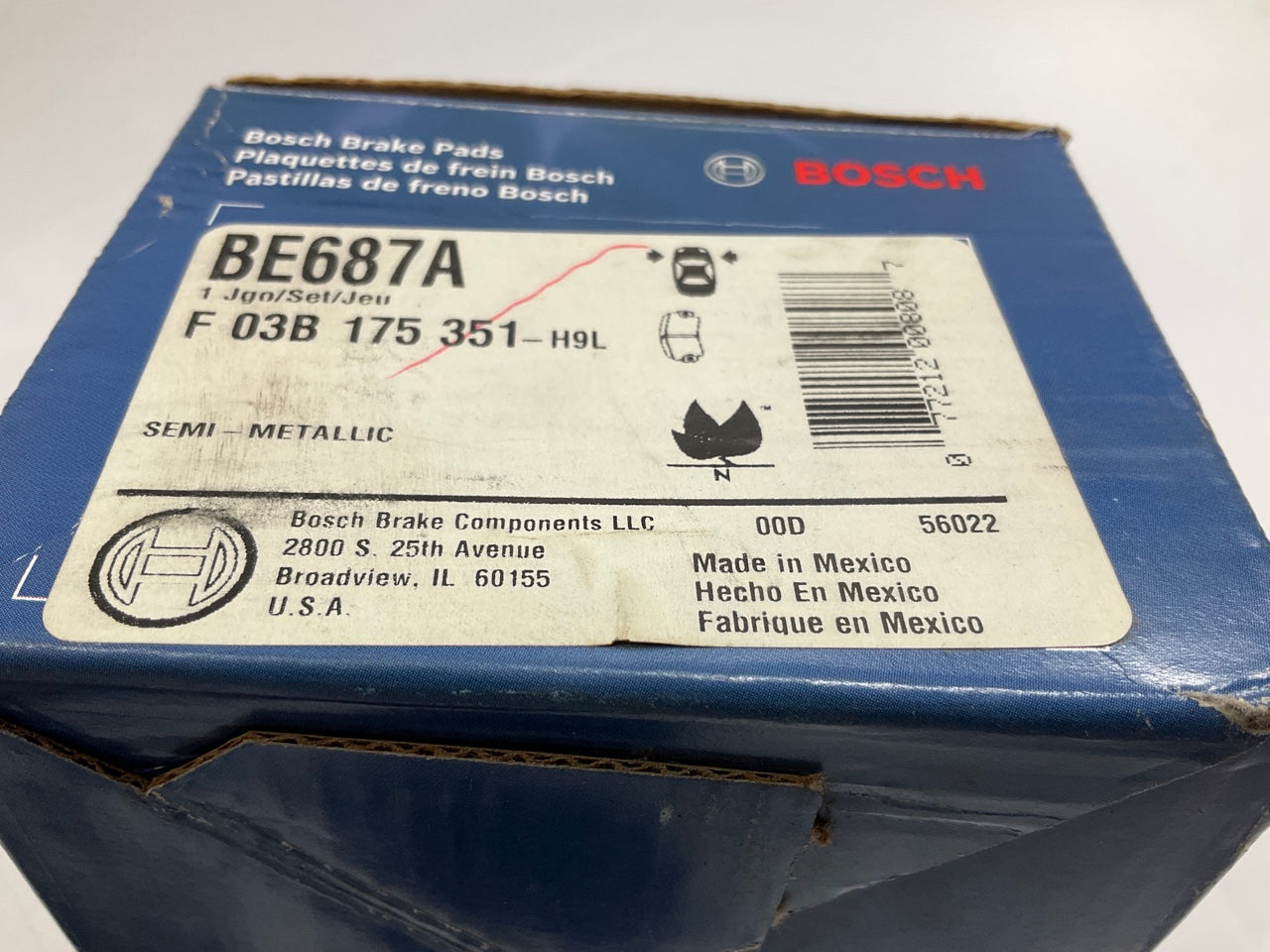 Bosch BE687A Front Brake Pads - 2001-2006 Audi TT, 1995-1999 A6 Audi Quattro