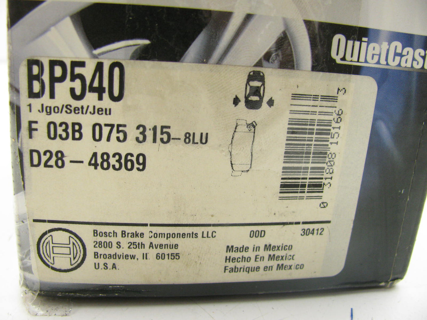 Rear Disc Brake Pads Bosch Quietcast BP540