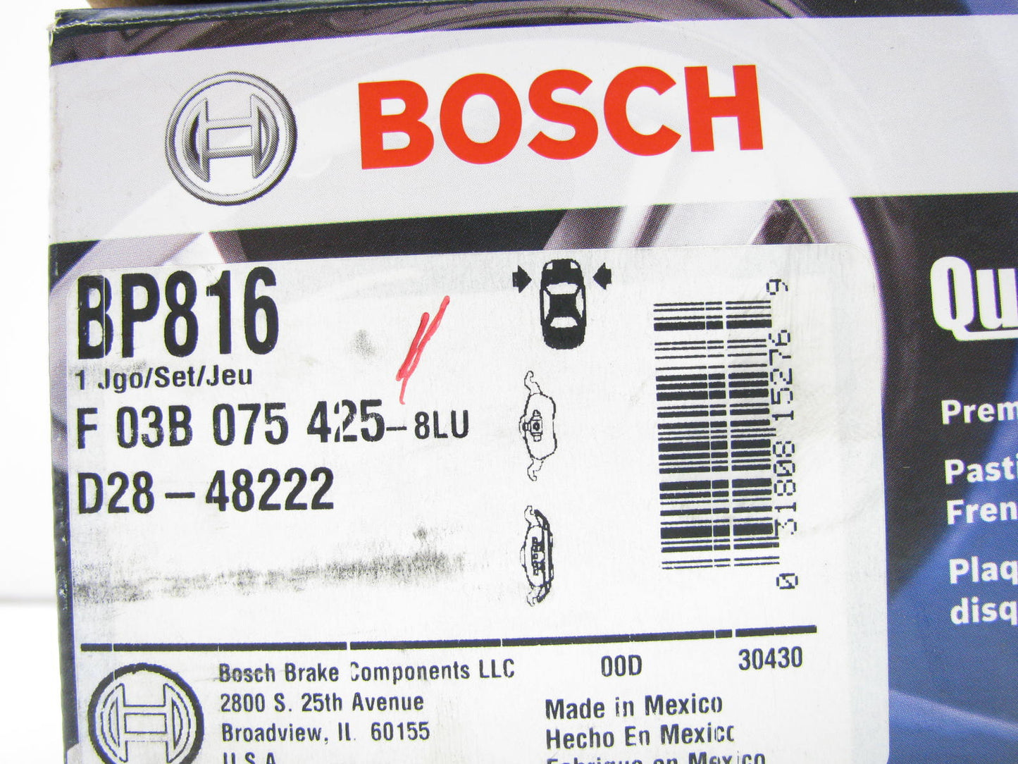 Bosch BP816 Disc Brake Pad Set-Quietcast For 2000-2004 Ford Focus