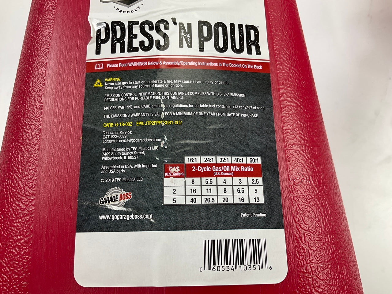 (2) Briggs & Stratton GB351SL Press-Pour Gas Gasoline Can Container 5 Gallon Jug