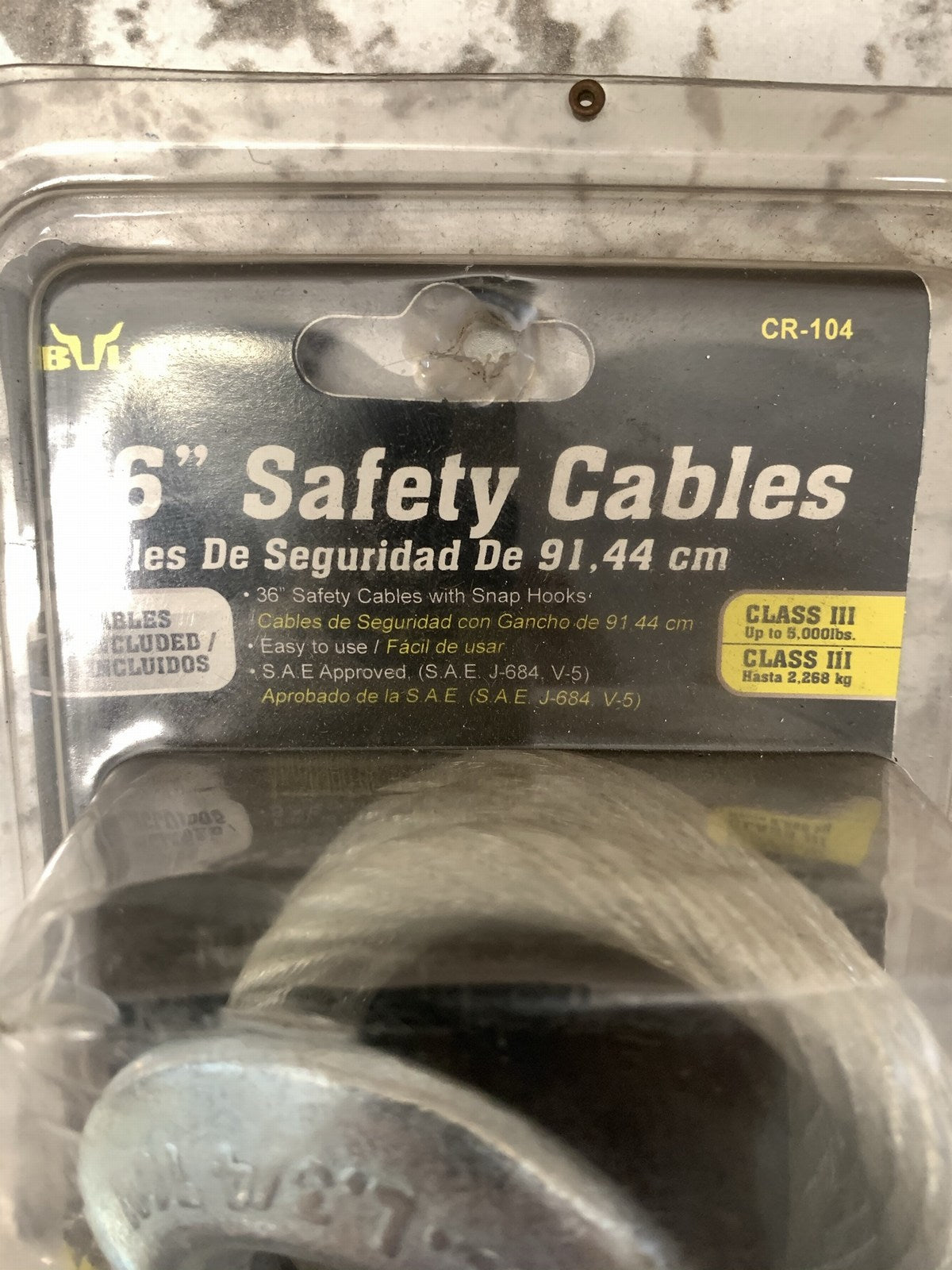 Bully CR104 36'' Wire Cable Class 3 Trailer Safety Cables (PAIR) 5000 Lb Max Load