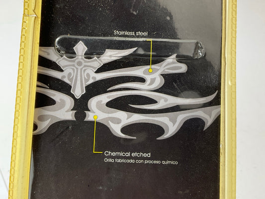 Bully TT-109 Stainless Steel Tribal With Cross Styling Accent Emblem, Stick-on