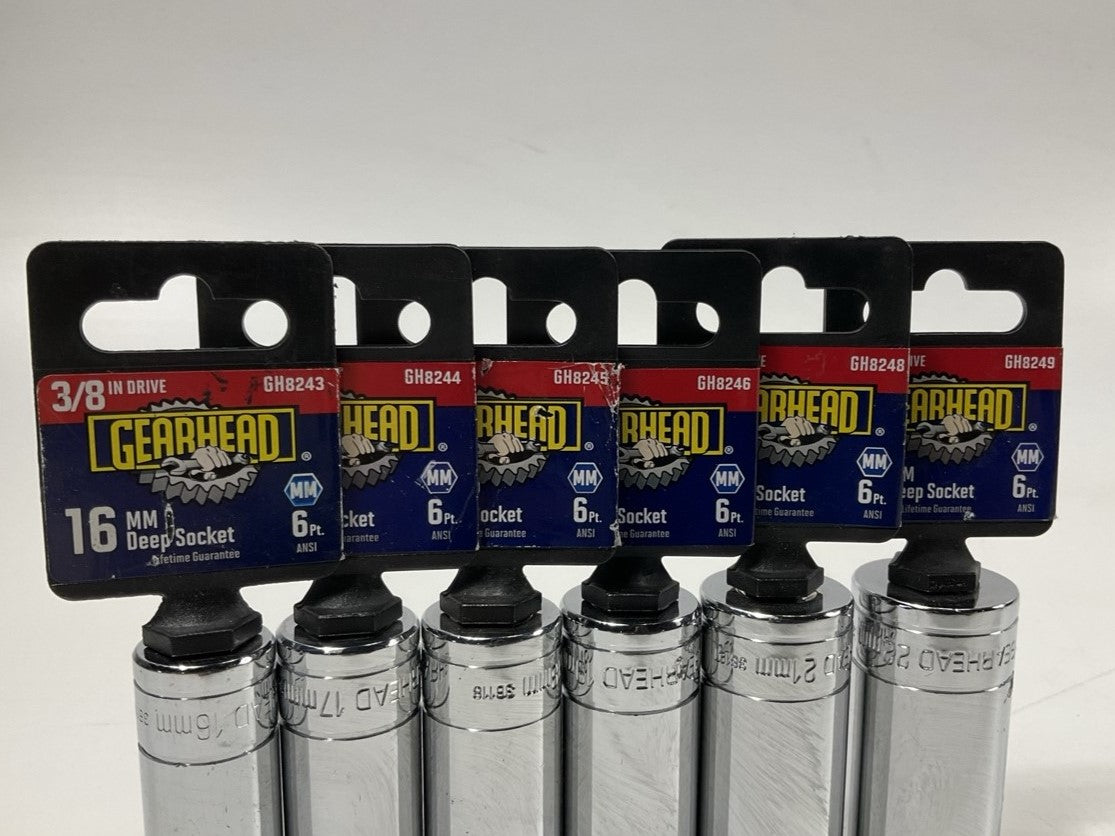 Gearhead 3/8'' Drive Metric Deep Socket 12-Piece Set, 10MM-22MM (no 20MM)