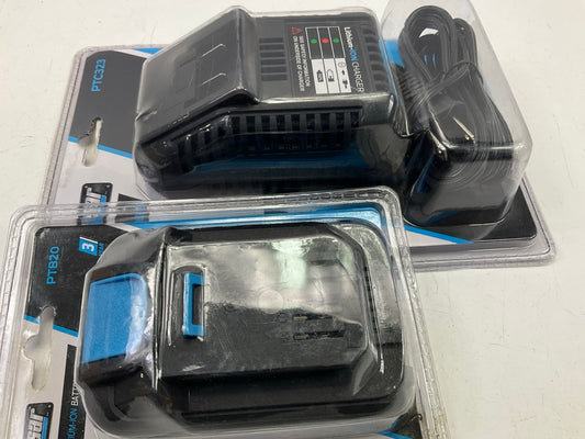 Pulsar PTB20 20V Lithium Ion 2.0 Amp-Hour Battery + PTC323 Charger BUNDLE