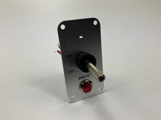 Pilot Billet Universal Toggle Switch W/green LED + Aluminum Mount Panel ON-OFF
