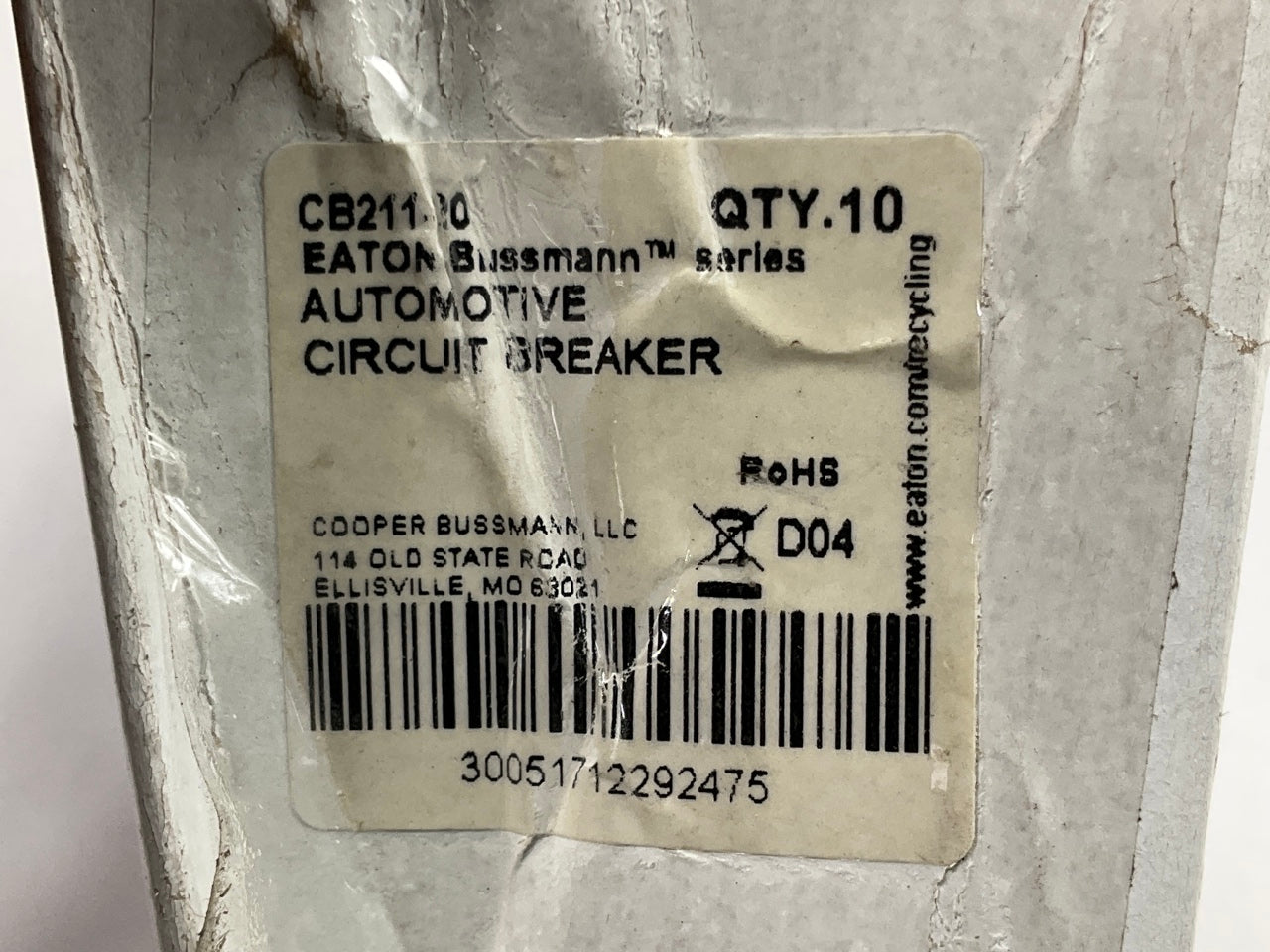 (10) Eaton Bussmann Cb211-20 Automotive Circuit Breaker, Cb211 Series, 20 Amp