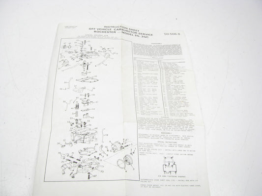 BWD 15690A Carburetor Rebuild Kit For 1977-1978 GM Rochester 2-BBL