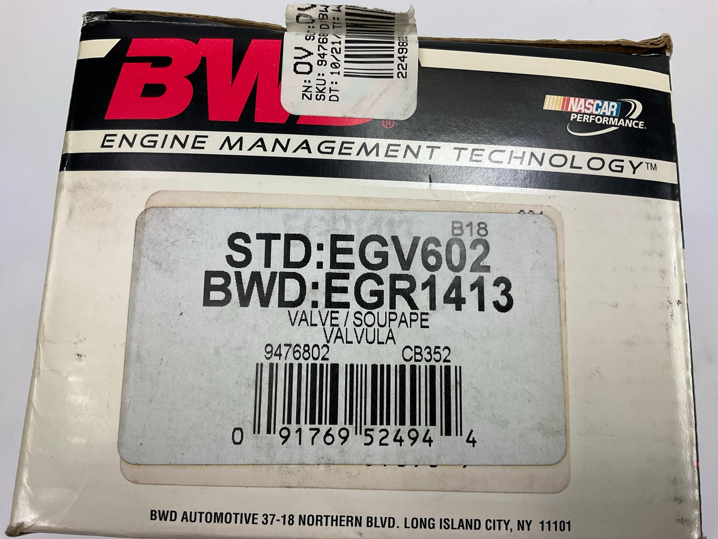 BWD EGR1413 Exhaust Gas Recirculation (EGR) Valve