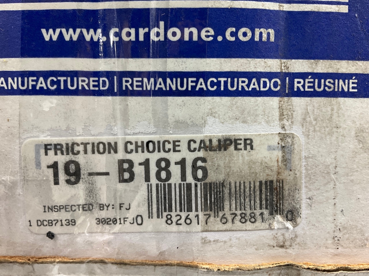 MISSING HARDWARE - REMAN. Cardone 19-B1816 Front Brake Caliper