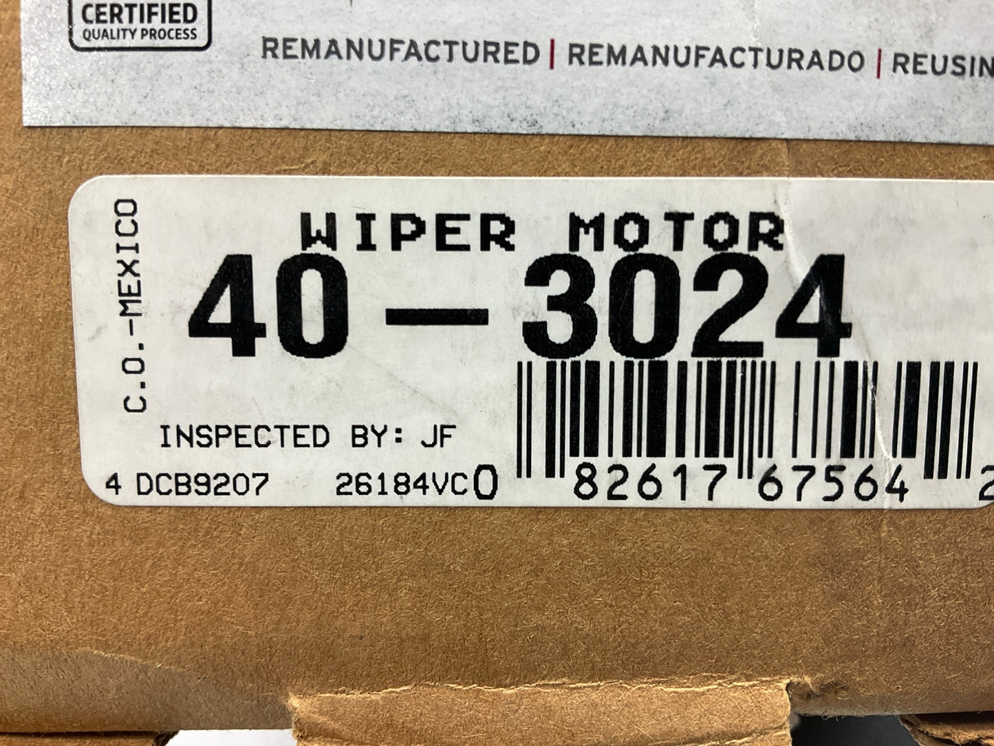 REMAN. Cardone 40-3024 Front Windshield Wiper Motor