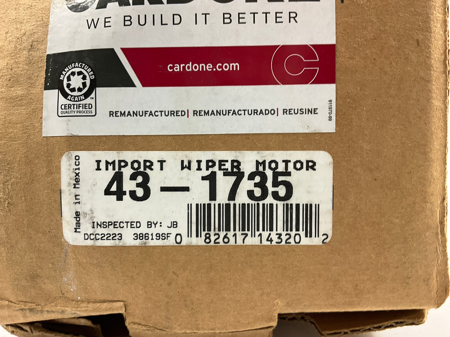 REMAN. Cardone 43-1735 Windshield Wiper Motor