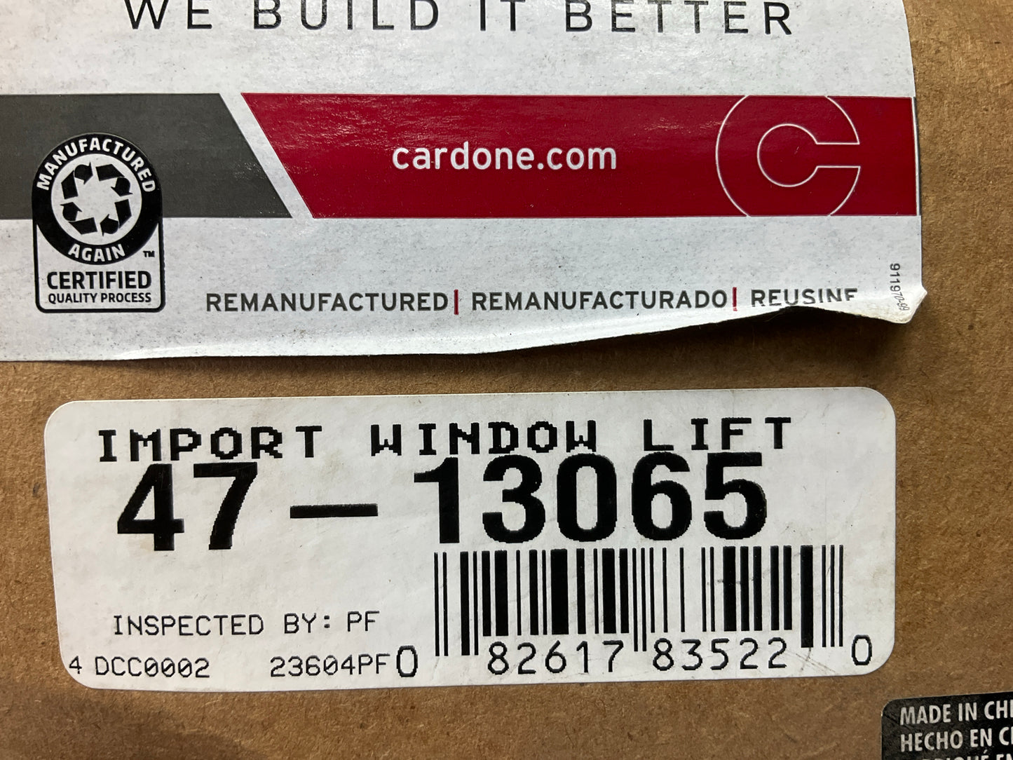REMAN. Cardone 47-13065 Front Right Power Window Motor For 2008-10 Nissan Altima