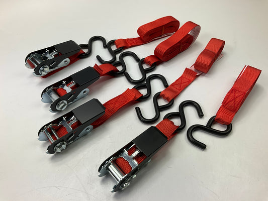 Set Of (4) Cargoloc 32563 Ratchet Tie Down Straps - 10' X 1000 Lbs With S-Hook