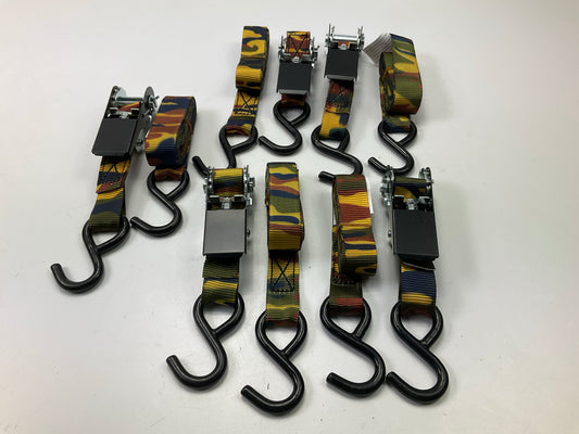 (5) Cargoloc 1'' X 8' Ratchet Tie Down Straps W/ Coated S Hooks - 1000lbs, 8 Feet