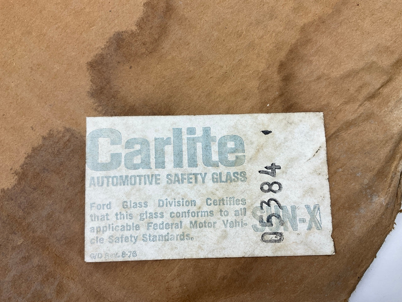 NOS - OEM Carlite Q5384 Left Quarter Glass 1975-1976 Ford Granada 2-Door Ghia