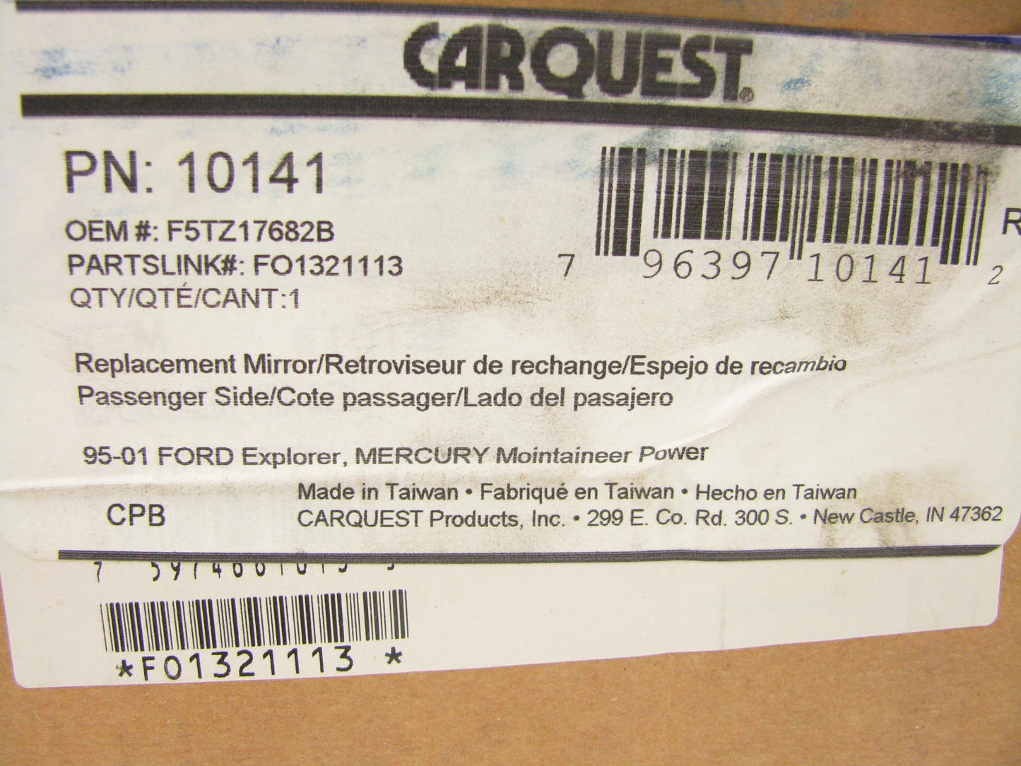 Carquest 10141 Right Passenger Side Door Mirror 95-01 Explorer 97-01 Mountaineer