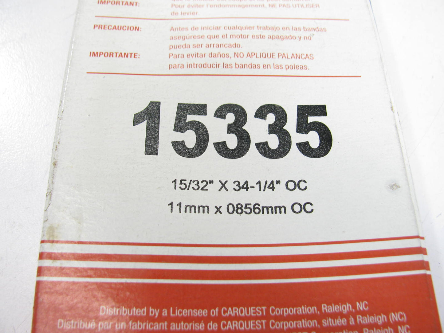 Carquest 15335 Accessory Drive Belt - 0.44'' X 33.50'' - 36 Degree