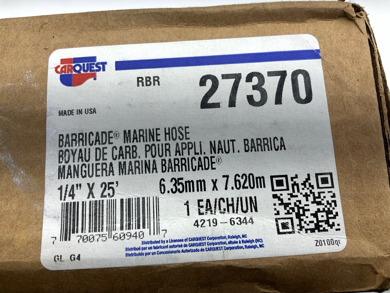 Gates (Carquest Box) 27370 Barricade EPA Marine Fuel Hose 1/4'' X 25 Feet, 35 PSI