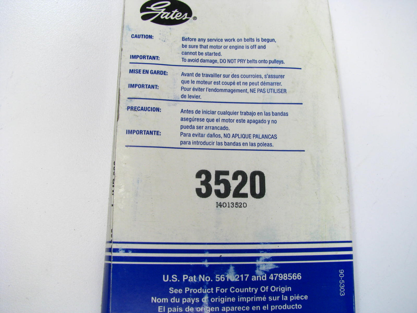Carquest 3520 Lawn & Garden Power Equipment Accessory Drive Belt - 21/32'' X 52''