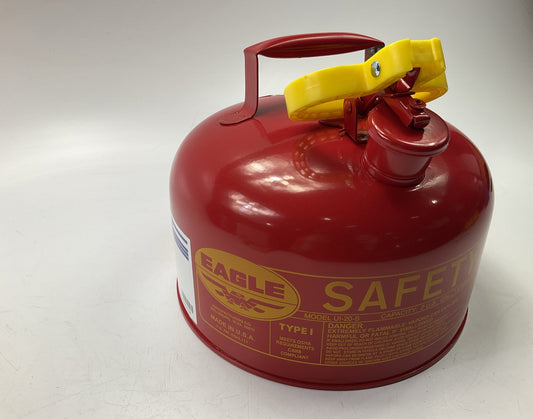 Eagle 2 Gallon Red Type I Safety Gas Can With Flame Arrester, Self-Closing Lid