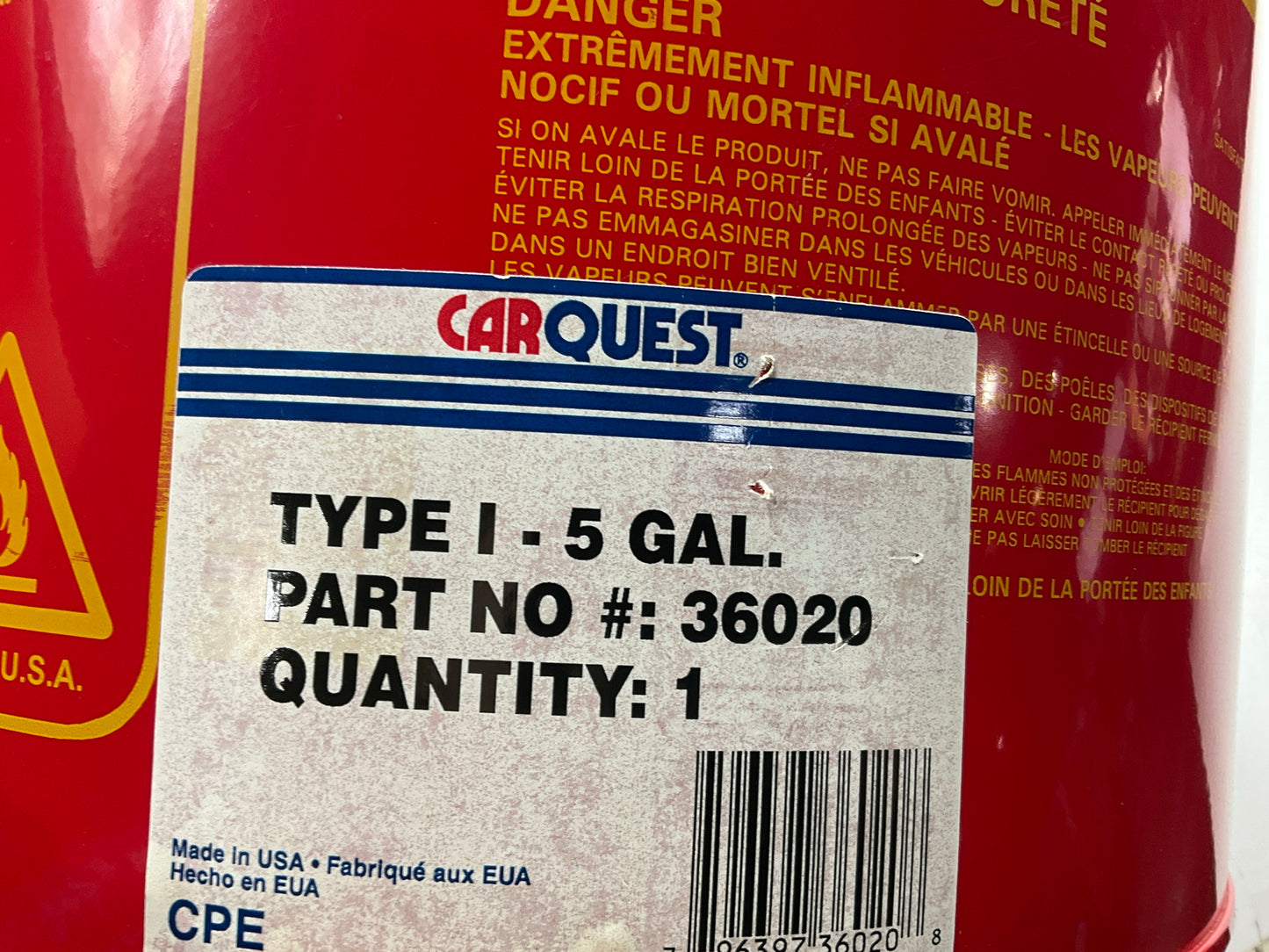 Eagle UI-50 S Type I Steel Red Safety Gas Fuel Can 5-Gallon Capacity Made In USA