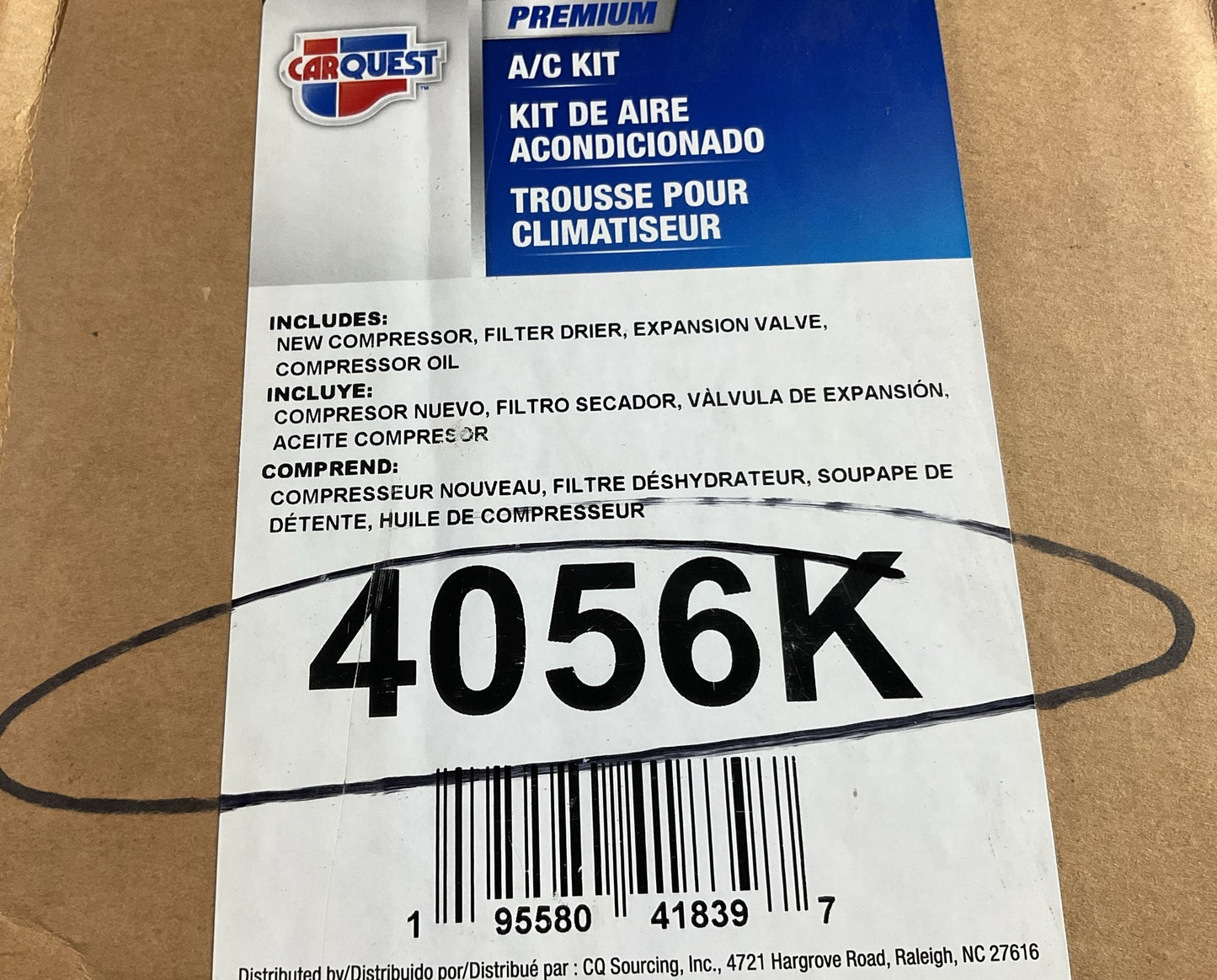 Carquest 4056K A/C Compressor Kit With Expansion Valve, Drier & Oil