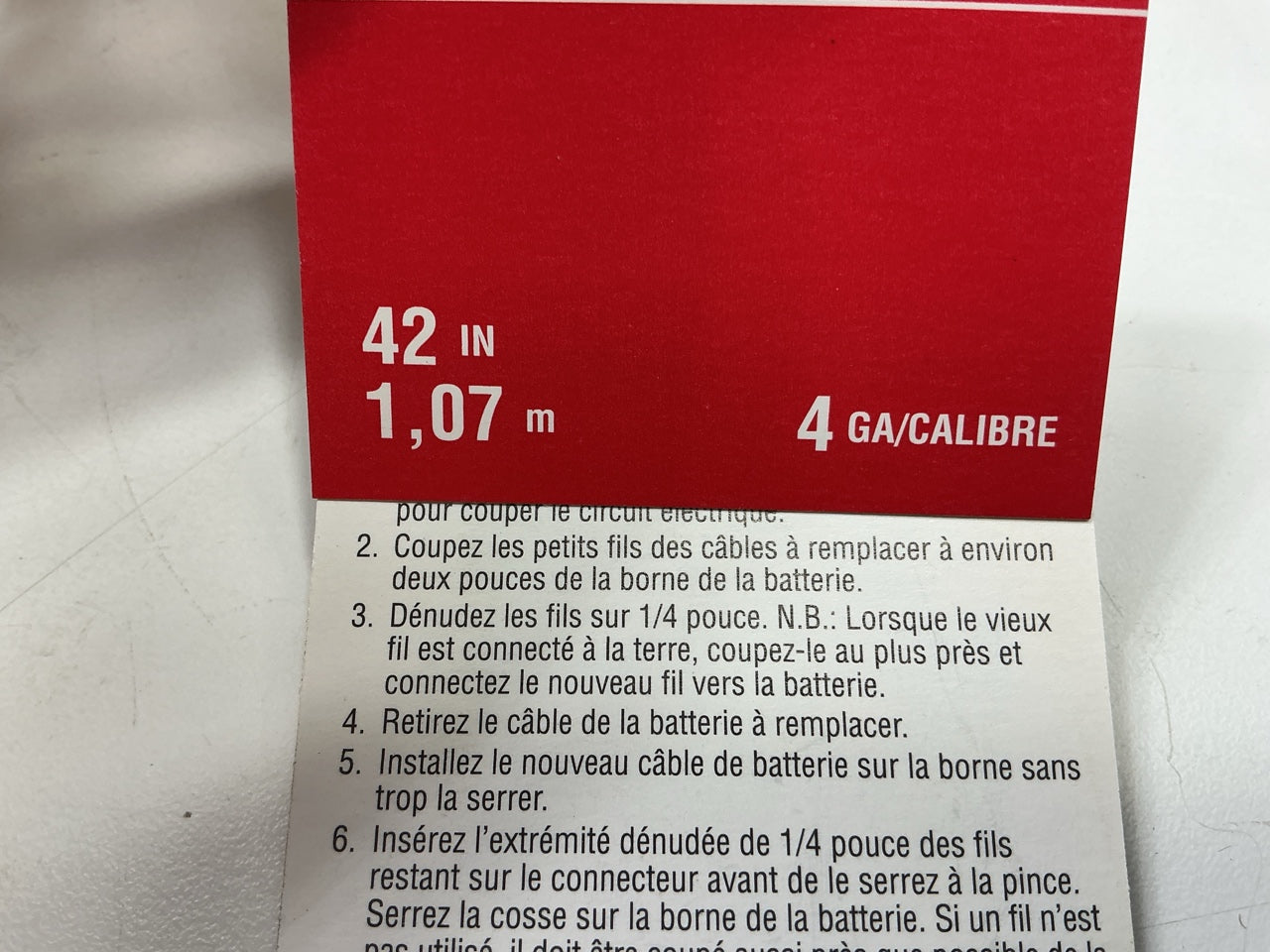 Carquest 44043 Red Top Post Battery Cable, 4 Gauge, 42'' Long