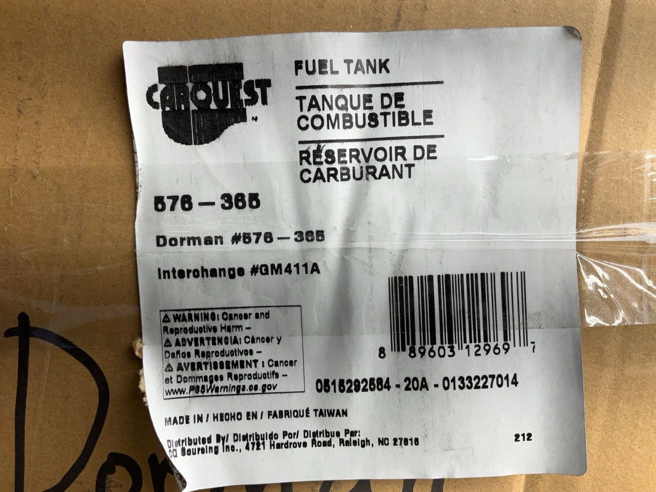 Carquest (by Dorman) 576-365 Fuel Gas Tank 24 Gallon