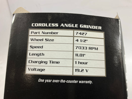 Carquest 19.2V Cordless 4-1/2'' Angle Grinder With Wheel, 2.0Ah Battery & Charger