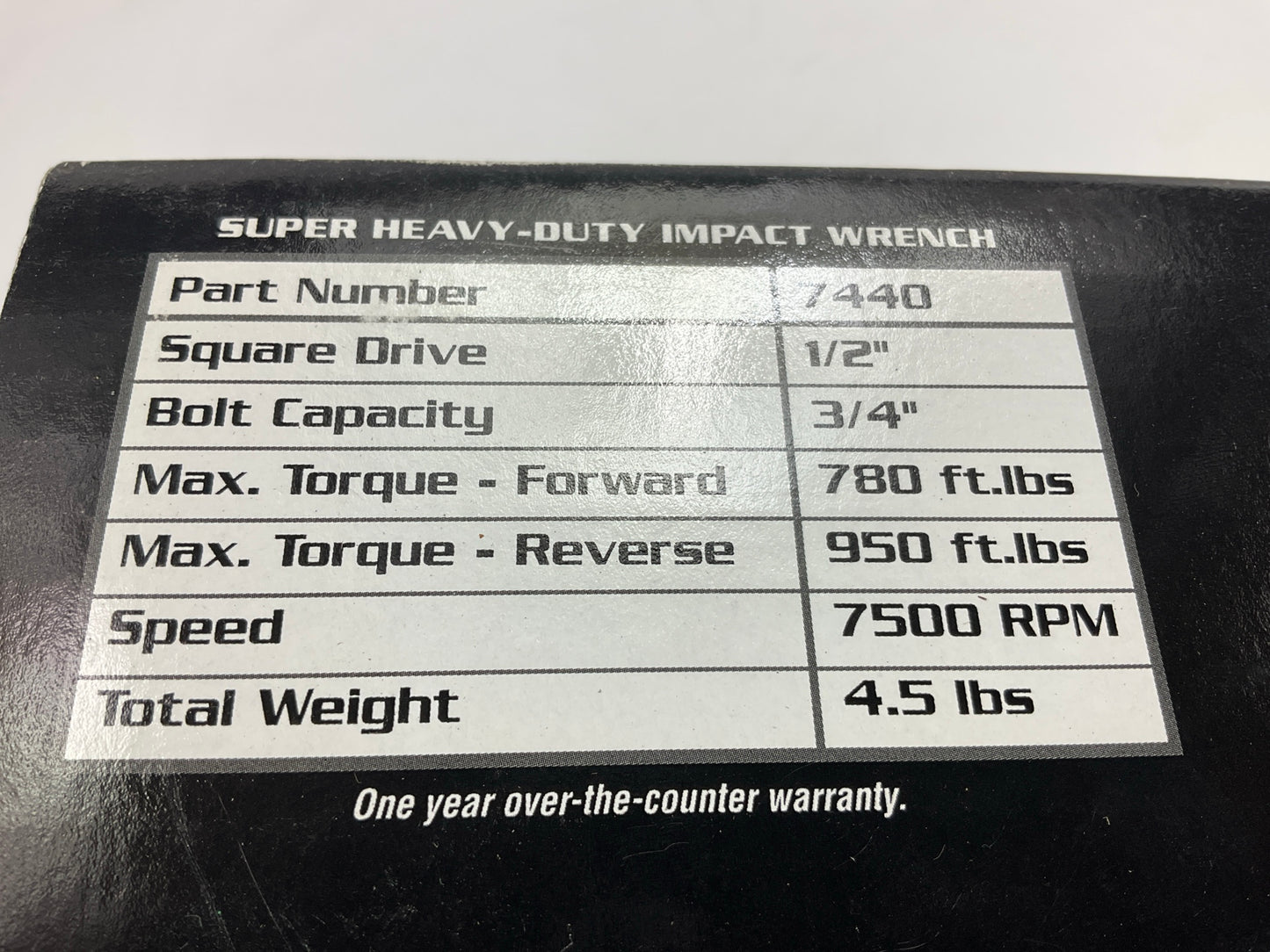Carquest 7440 1/2'' Composite Twin-Hammer Air Impact Wrench W/2'' Shank 950 Ft-lbs