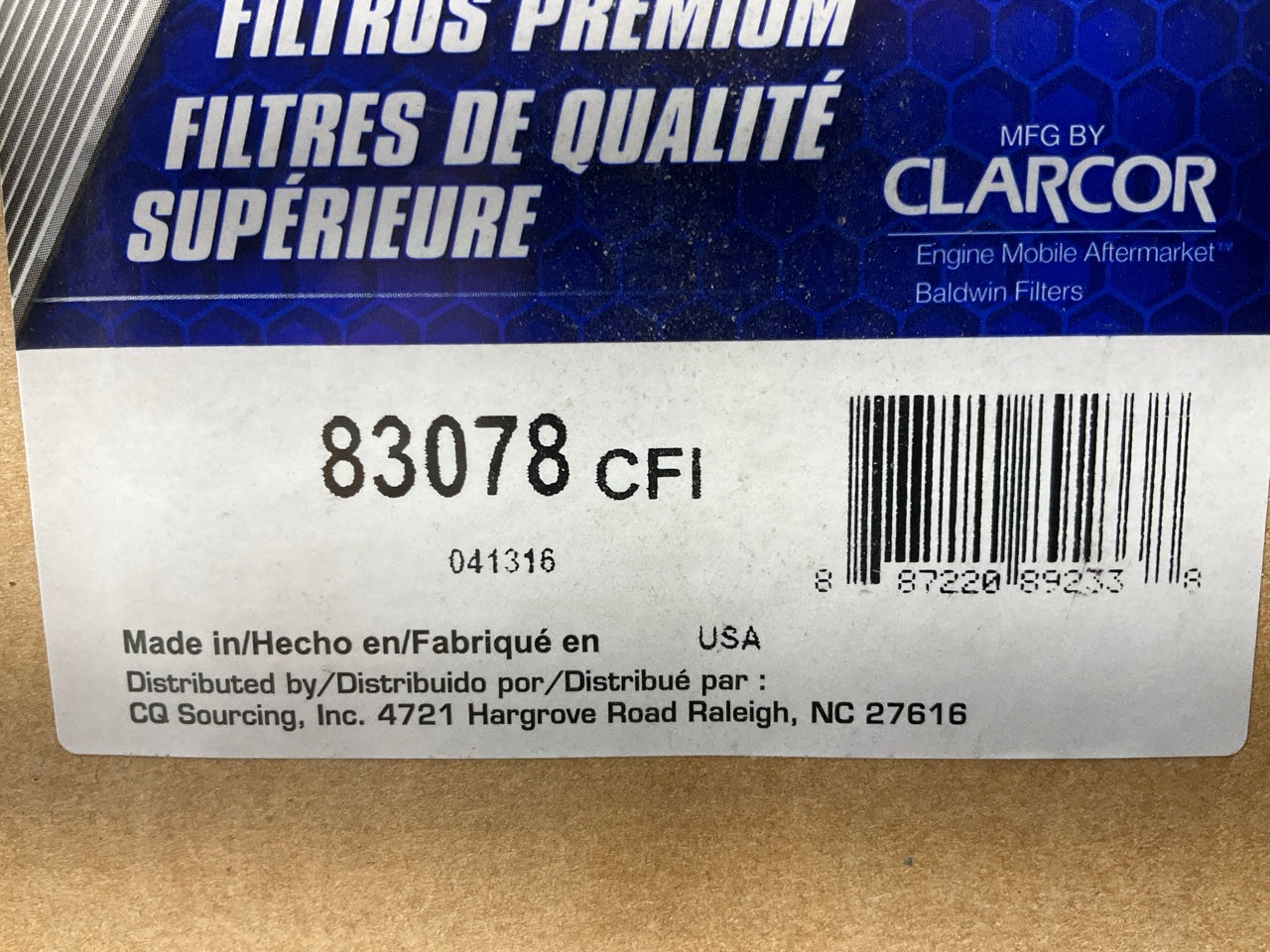 Carquest 83078 Heavy Duty Air Filter For Spartan Fire Trucks