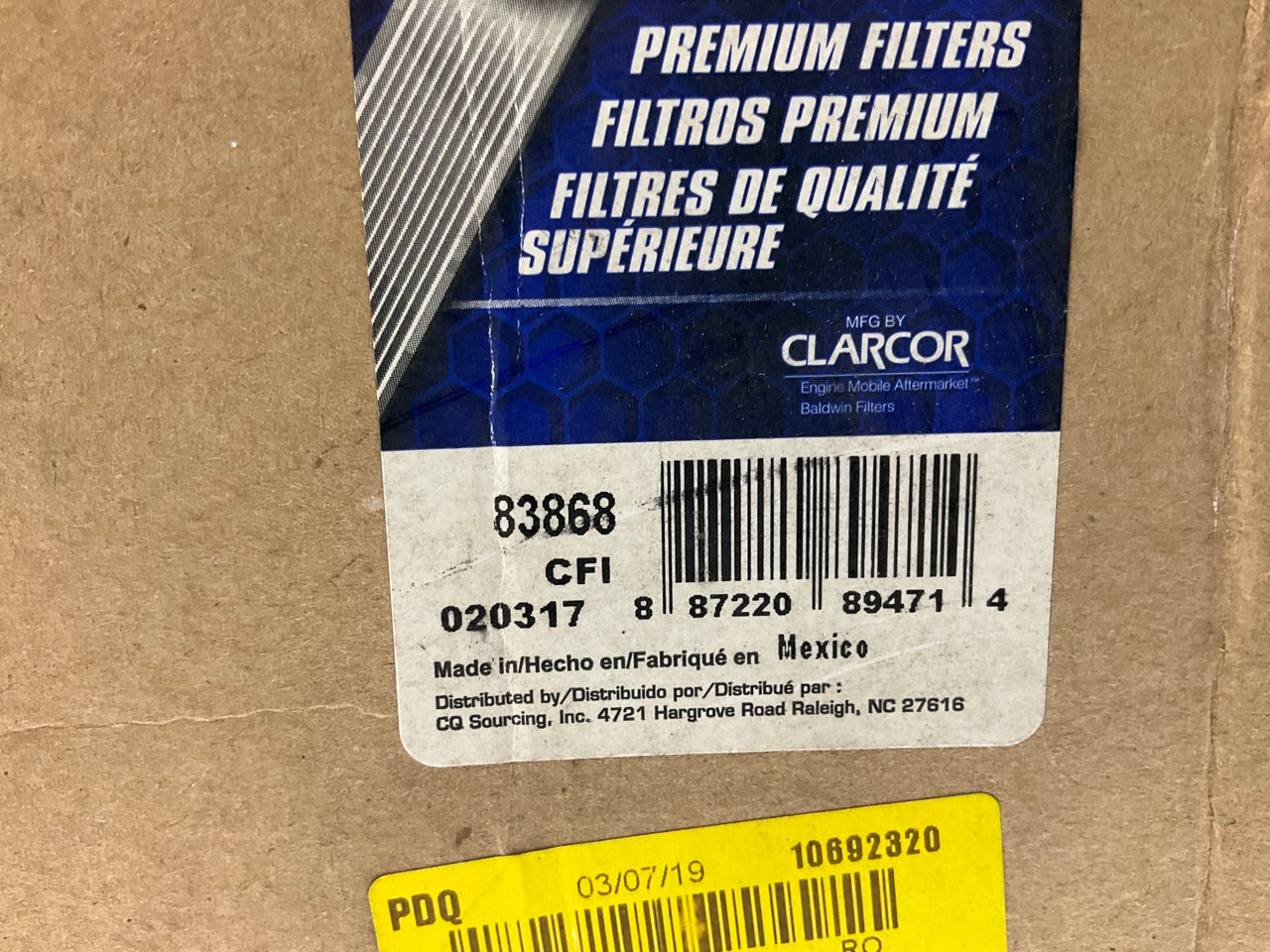 Carquest 83868 Inner Air Filter Replaces 49868 871272N 70025853 AF25961 RS5746