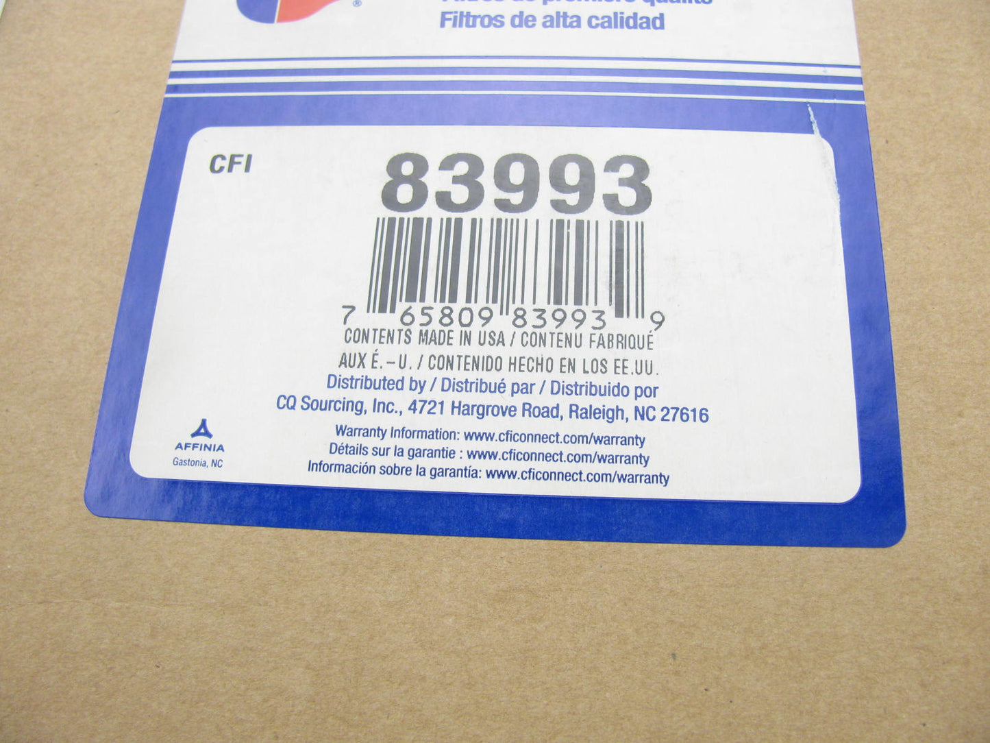 Carquest 83993 Outer Air Filter For Case Equipment Replaces WIX 49993