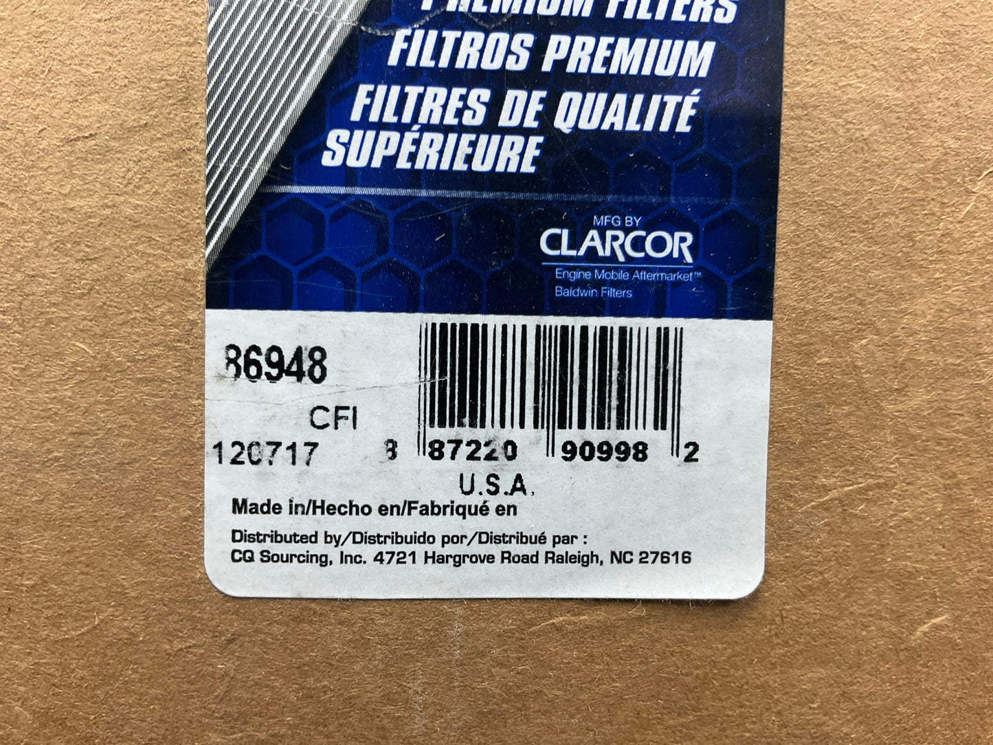 Carquest 86948 Fuel Filter Replaces P11344 33948 LFF6924 P553500 BF7948