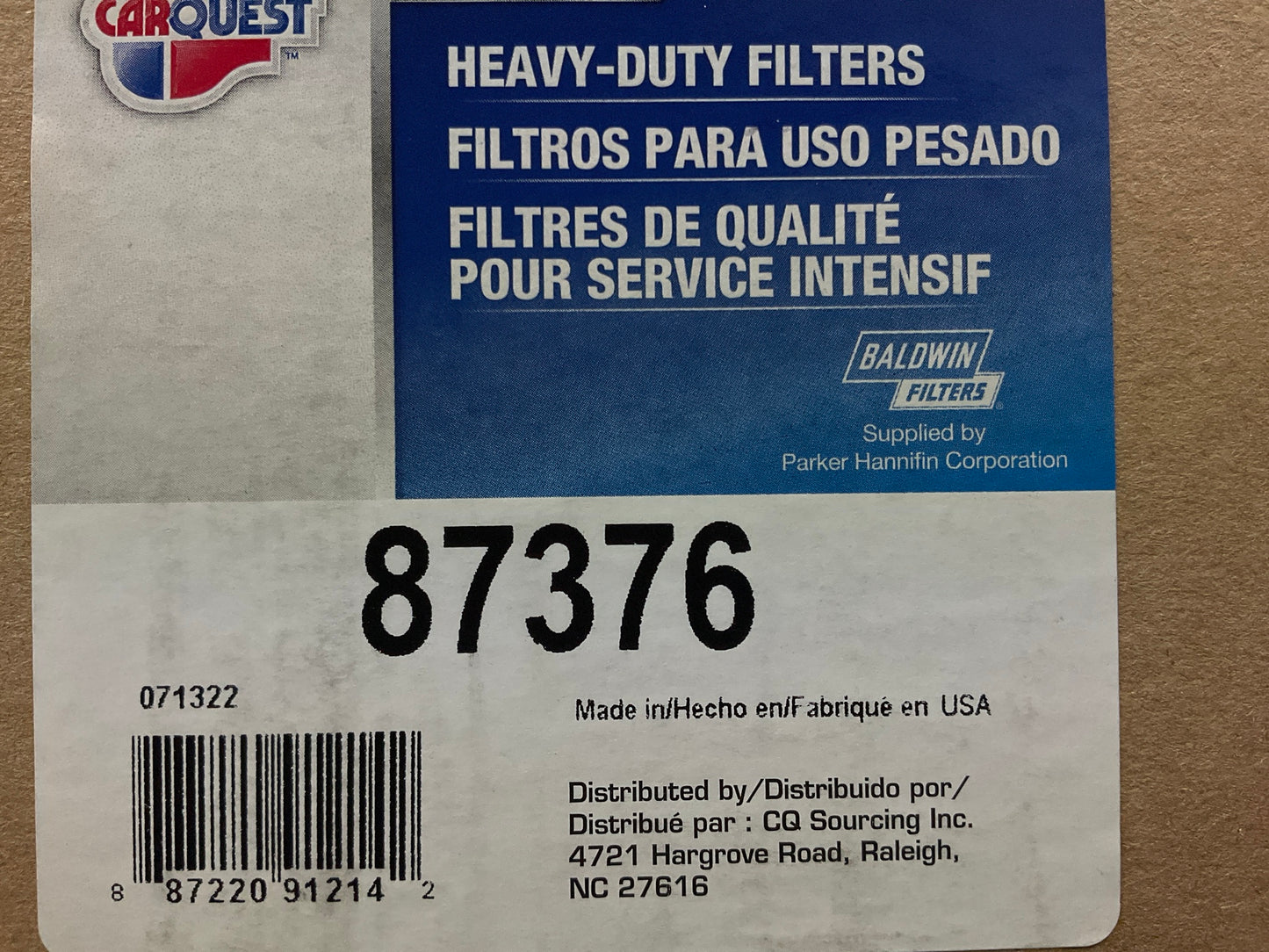 Carquest 87376 Heavy Duty Air Filter Replaces Wix 42376